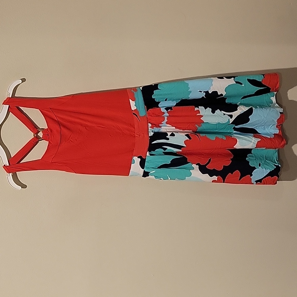 ❤️ KAARI BLUE RACERBACK FLORAL TANK DRESS W/ POCKETS, SMALL
